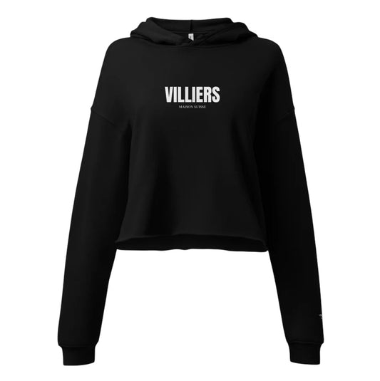 Villiers Maison Suisse crop black hoodie for women front view