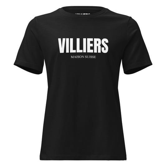 Villiers Maison Suisse black loose T-Shirt for women front view