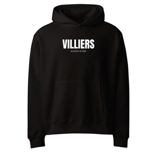 Villiers Maison Suisse oversize black hoodie for men front view